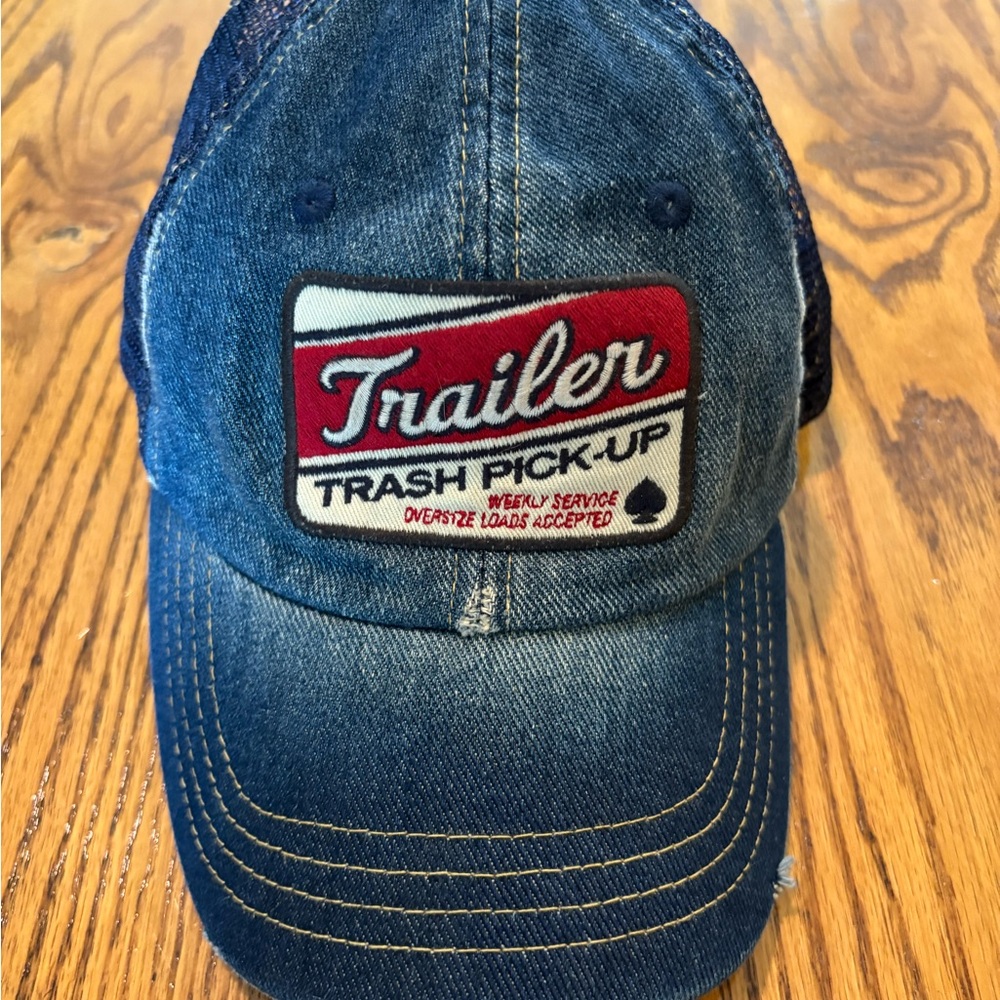 Denim "Trailer Trash Pic-up" baseball hat/cap